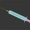 Medical Syringe With Blue Plunger Needle And Graduation Marks On Dark Background