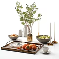 Modern food table accessories combination 3d model