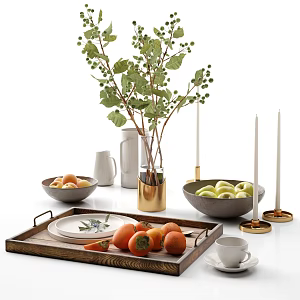 Modern food table accessories combination 3d model