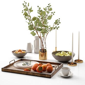 Modern food table accessories combination 3d model