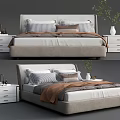 Modern Double Bed With Bedside Cushions Throw Blanket Nightstands And Decor 3d model