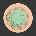 Three Tier Light Green And Pink Cake With Gold Crown Striped Design