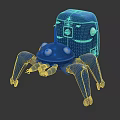Blue Spider Like Robot Character With Multi Legged Mechanical Creature Design 3d model
