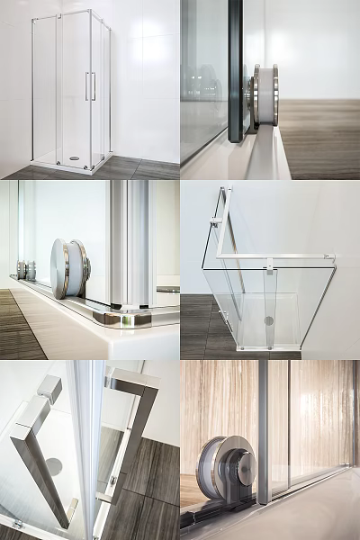 Modern Shower Sauna Design With Glass Enclosure Chrome Fixtures And Wooden Panels 3d model