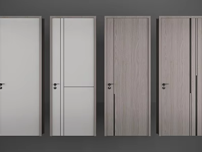 Modern Hinged Doors in White and Light Wood Finishes for Interior Home Spaces 3d model