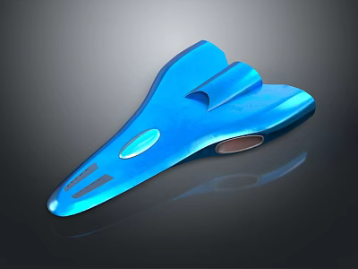 Shiny Blue Streamlined Plastic Object With Smooth Surface And Reflective Modern Design 3d model