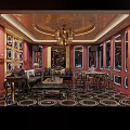 Luxury KTV Interior With Chandelier Sofa TV Screen And Decorative Furniture