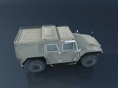 Military Style Rugged Utility Vehicle With Heavy Duty Body Large Wheels And Roof Storage 3d model