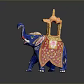 Colorful Decorative Elephant Sculpture With Intricate Howdah And Painted Patterns