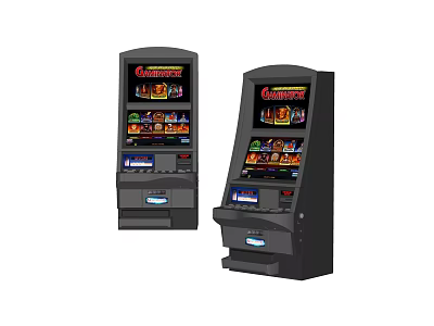 Casino Slot Machines With Colorful Game Displays Double Units Electronic Screens 3d model