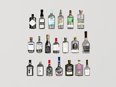 Ceramic Vessels Collection Of Various Decorative Wine Bottles With Unique Shapes And Designs 3d model