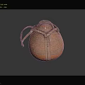 Traditional Handmade Orange Storage Container With Woven Patterns Round Shape And Leather Straps