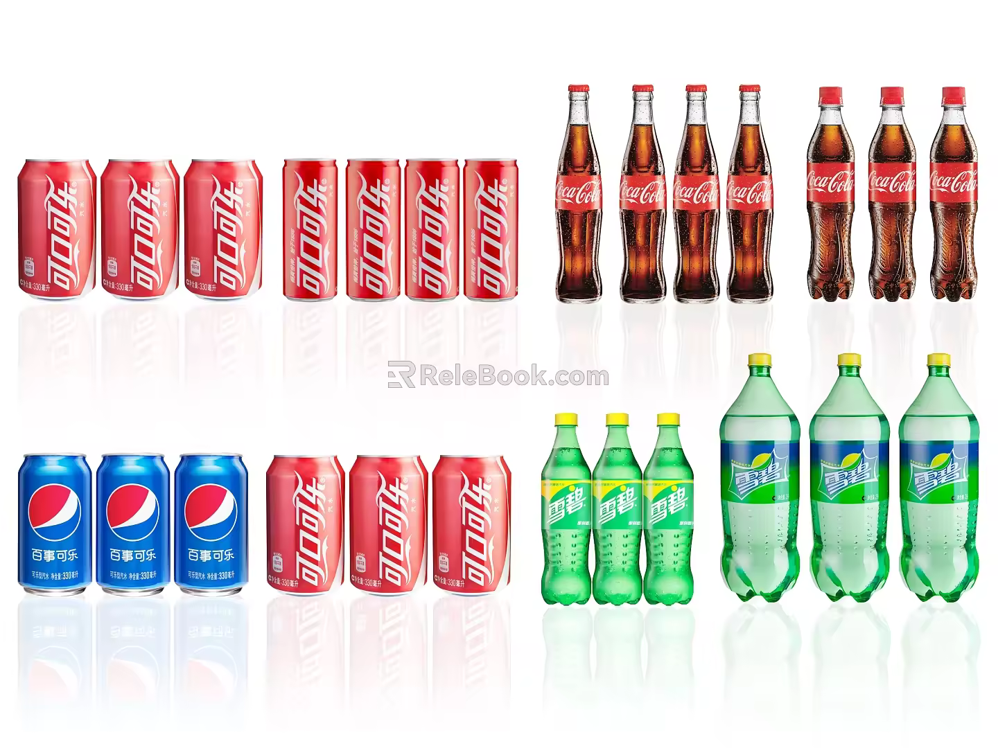 Beverage Coke Sprite Soda Cans Bottles Coke Bottles Beverage Drinks Fanta 3d model