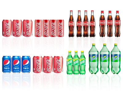 Beverage Coke Sprite Soda Cans Bottles Coke Bottles Beverage Drinks Fanta 3d model