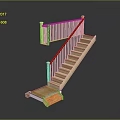 Wooden Staircase Design With Handrail Steps And Underneath Support Structure 3d model