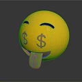 Yellow Smiley Face Emoji With Dollar Signs On Eyes And Tongue