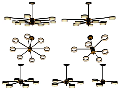 Modern Chandeliers With Various Branch Designs And Decorative Bulbs For Home 3d model