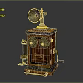 Classic Vintage Telephone With Wooden Cabinet Horn Receiver And Rotary Dials