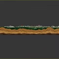 Detailed Terrain Model Featuring Mountain Ranges Green Vegetation And Snowy Peaks With Orange Base