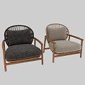 Modern Outdoor Sofa With Wooden Frame Woven Backrest And Plush Cushions