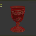 Copper Decorative Goblet With Carved Leaf Patterns And Ornate Base For Home Living