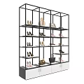 Stylish Modern Multi Tiered Shoe Rack Display With Various Shoes And Handbags