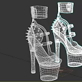 Stylish Black High Heel Platform Shoes Featuring Strappy Ankle Straps And Spikes