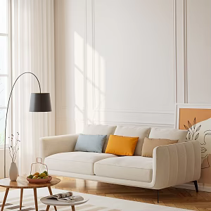 Double sofa cream sofa combination 3d model