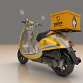 Modern Yellow Electric Scooter With Food Delivery Box For Urban Delivery Services
