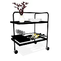 Commercial Kitchen Double Shelf Cart With Wheels For Dish Glass Storage