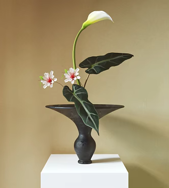 New Chinese-style Flower-arranging Vase Ornaments Japanese-style Flower-arranging Small Original Zen Calla 3d model