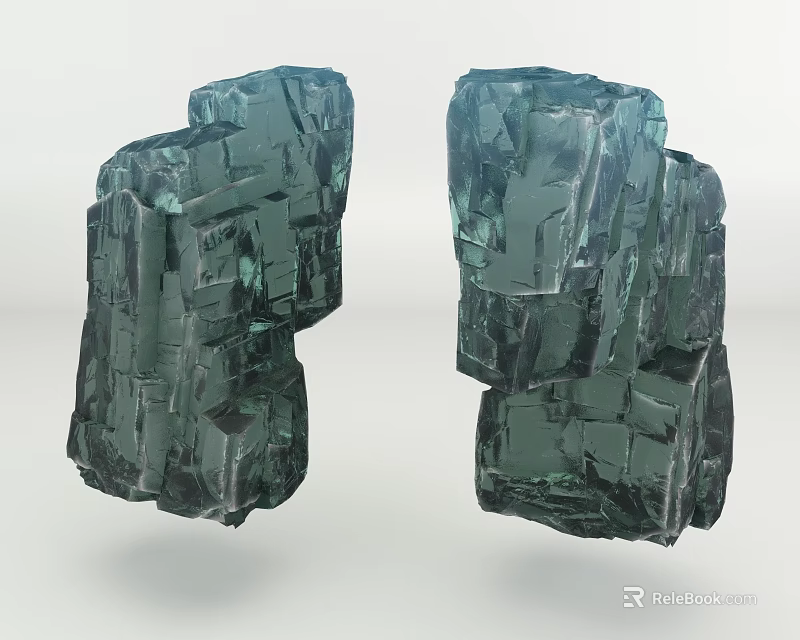 Natural Green Stone Wood Textured Block Structure For Interior Decorative Use 3d model 
