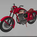 Red Stylish Vintage Yamaha Motorcycle Featuring Classic Design Black Tires Leather Seat
