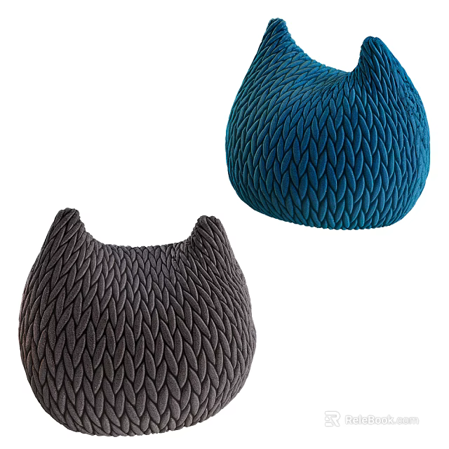 Modern Knitted Throw Pillows in Blue and Dark Brown Textured Design 3d model 