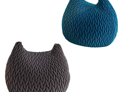 Modern Knitted Throw Pillows in Blue and Dark Brown Textured Design 3d model