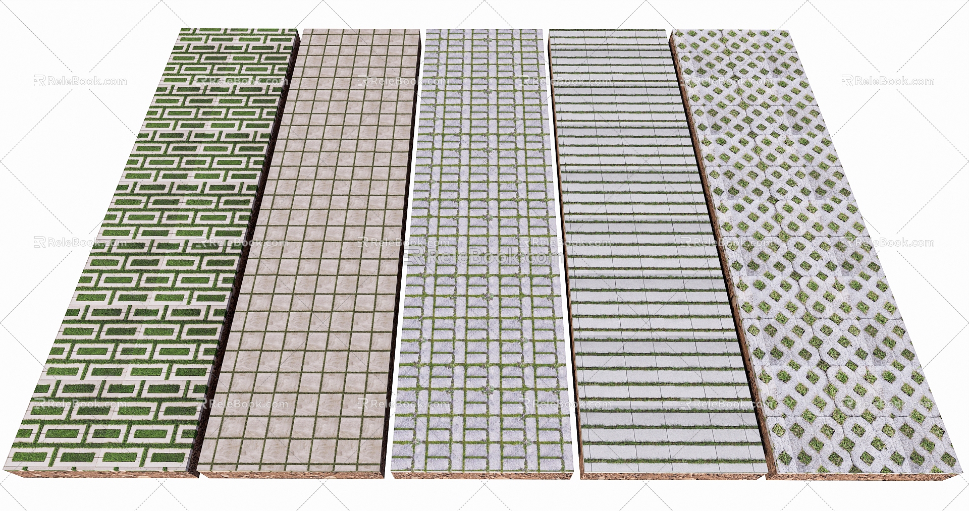 Modern grass-planting brick paving stone paving 3d model