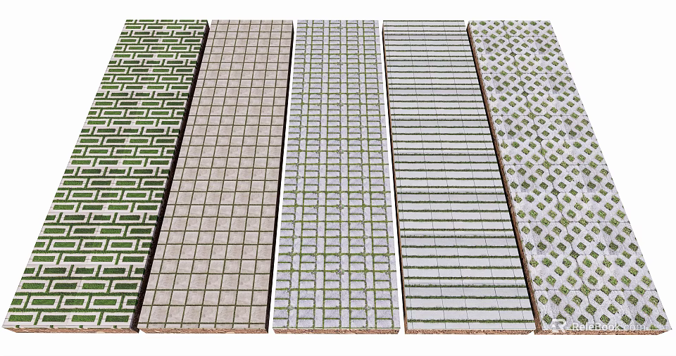 Collection Of Floor Tiles Featuring Various Patterns And Textured Surfaces For Home Interior Design 3d model 