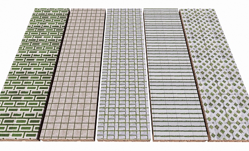 Modern grass-planting brick paving stone paving 3d model