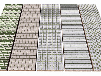 Modern grass-planting brick paving stone paving 3d model