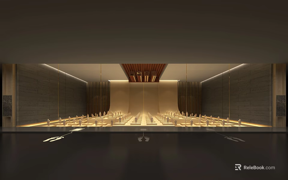 Modern Cultural Center Interior With Neatly Arranged Seats And Warm Stage Lighting Design 3d model 