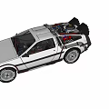White DeLorean Car With Sleek Design Gull Wing Doors And Red Accents
