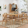 Nordic Dining Table and Chair Combination Sideboard Combination Dining Table and Chair 3d model