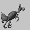 Large White Crab Holding Colorful Rubik's Cube On Gray Background