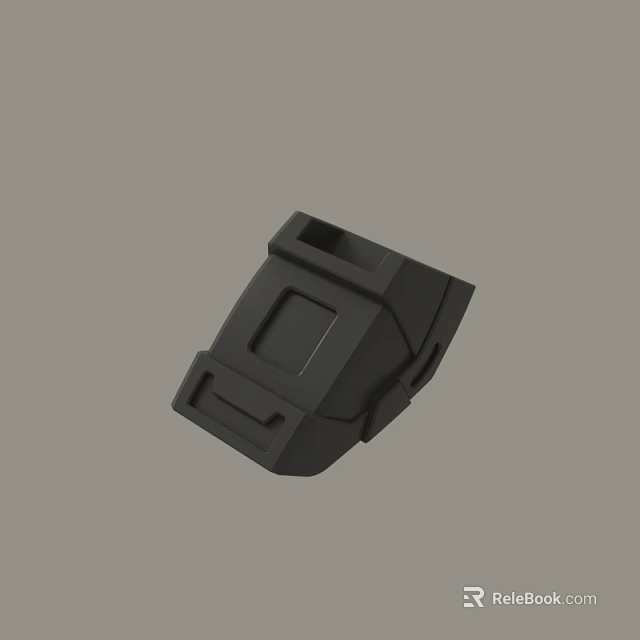 Black 3D Model Mechanical Component With Rectangular Slot And Angled Edges 3d model