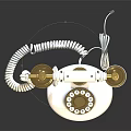 Vintage White Gold Digital Telephone With Rotary Dial Coiled Cord And Classic Design