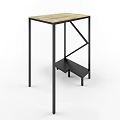 Modern Side Table With Wooden Top And Black Metal Frame Lower Shelf
