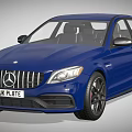 Blue Mercedes Sedan With UK License Plate Sporty Grille And Black Alloy Wheels