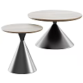 Functional Tables With Conical Base And Round Wooden Top In Various Sizes 3d model