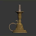 Brass Candlestick Holder With Pink Candle For Elegant Home Decor Accent