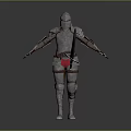 Silver Medieval Armor With Red Accents As Decorative Living Accessory